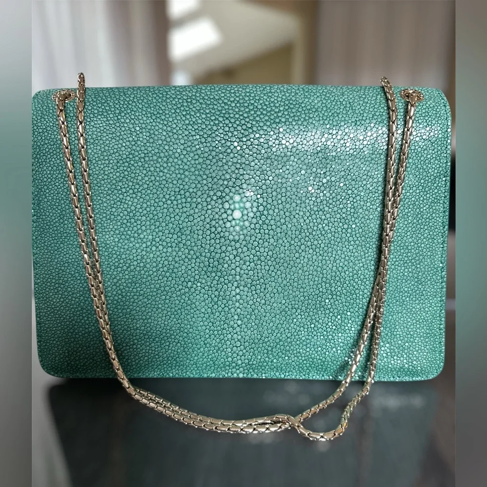 Rare Emerald Green Galutcha Stingray Serpenti Forever BVLGARI Bulgari Bag